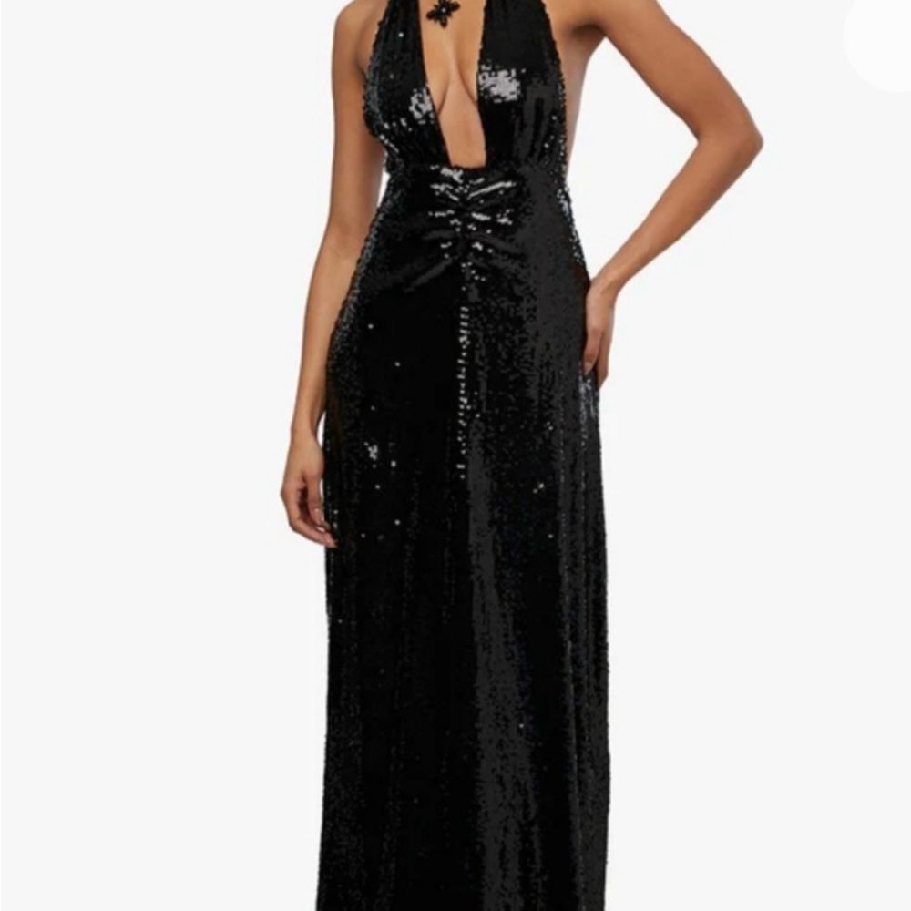 We wore What Elegant Black Sequin Halter Dress